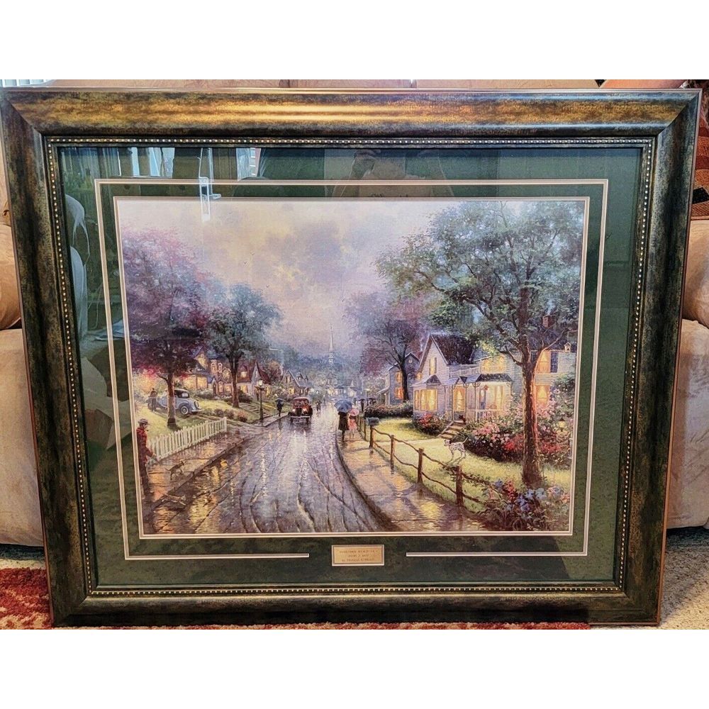 Thomas Kinkade Hometown Memories Gallery  Painting 24"X30" Sold Out Edition Rare
